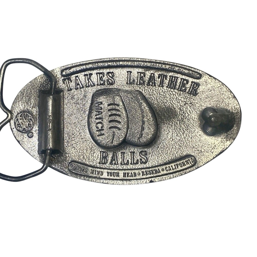1975 Rugby Belt Buckle Mind Your Head, Takes Leather Balls Match California - Picture 2 of 4